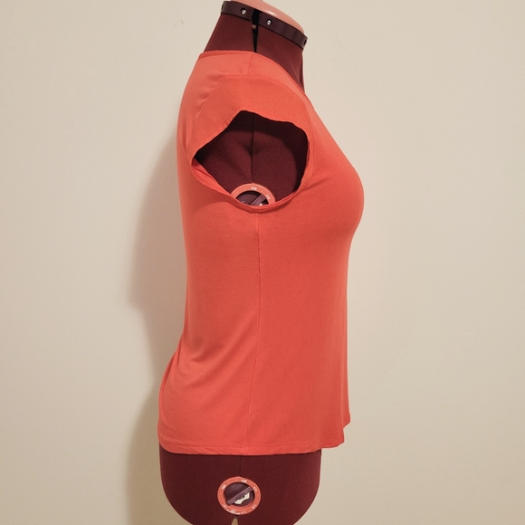 Calvin Klein Coral Dressy Tee Cropped Sleeves Medium - Picture 3 of 7